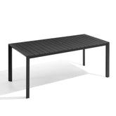 Pellebant 71 in. Outdoor Patio Dining Table with Umbrella Hole, Rust-Free Aluminum Frame and Weather-Resistant Wood-Like Top